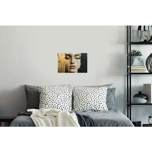 Abstract - Goud - Gezicht - Lippen Muursticker klein -slaapkamer