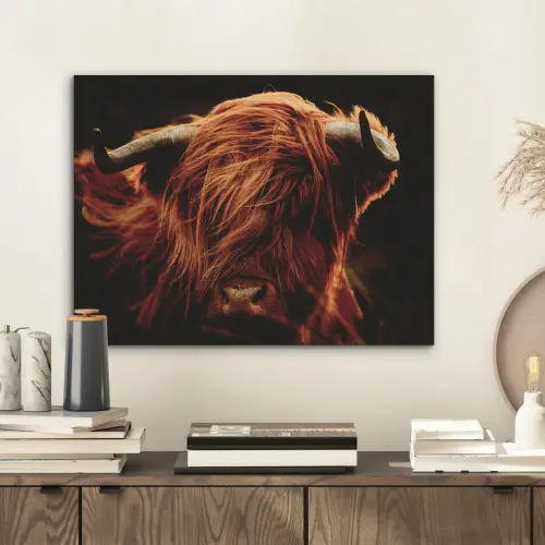 Schotse hooglander - Koe - Hoorns - Portret - Dieren PET vilt klein -sfeer1