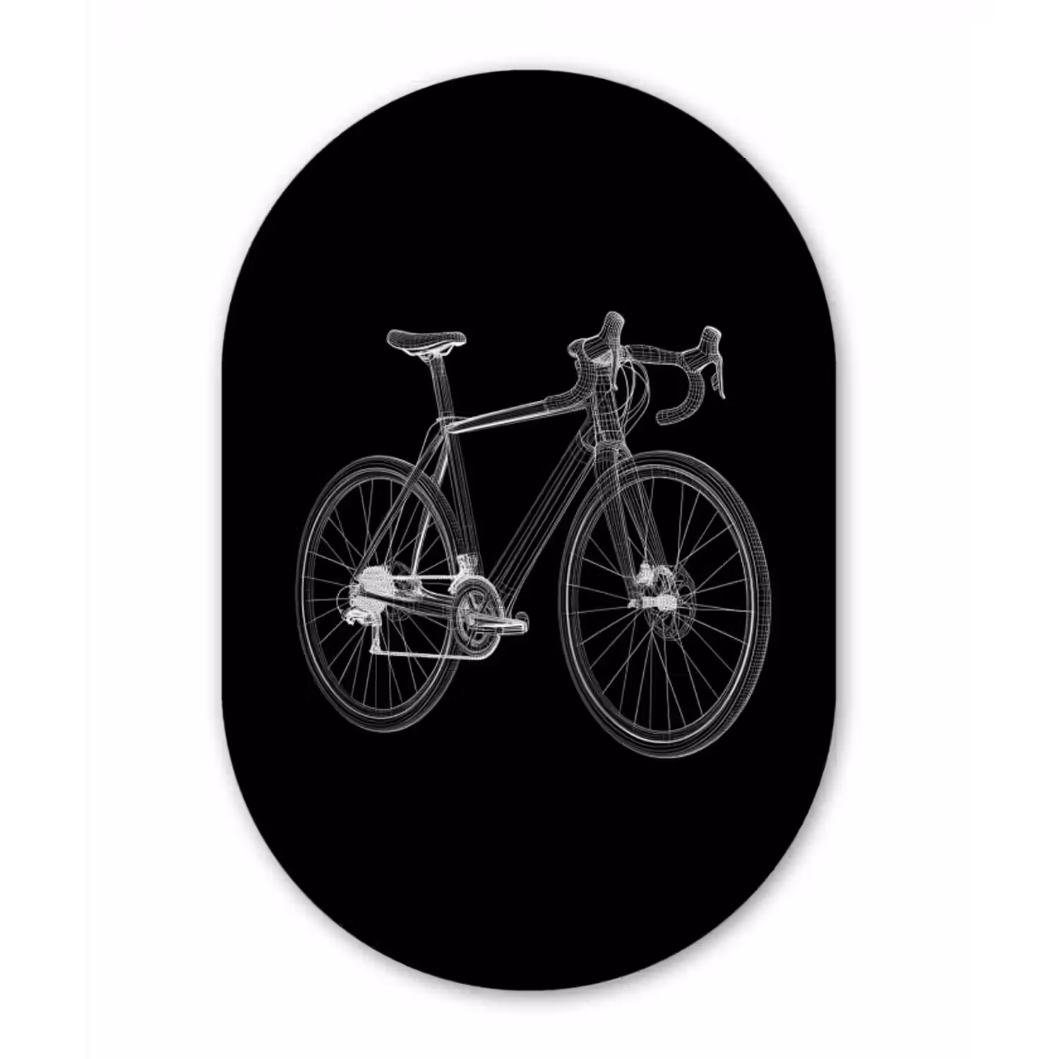 Glasbild Oval - Linien - Illustration - Weiß