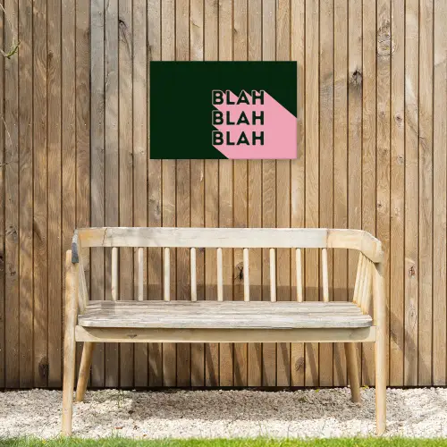 Donkergroen - Tekst - Schaduw - Grafisch Tuinposter op houten frame 2 cm dik klein -sfeer4