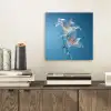 Lelies - Blauw - Glazen aluminium wit klein -sfeer1