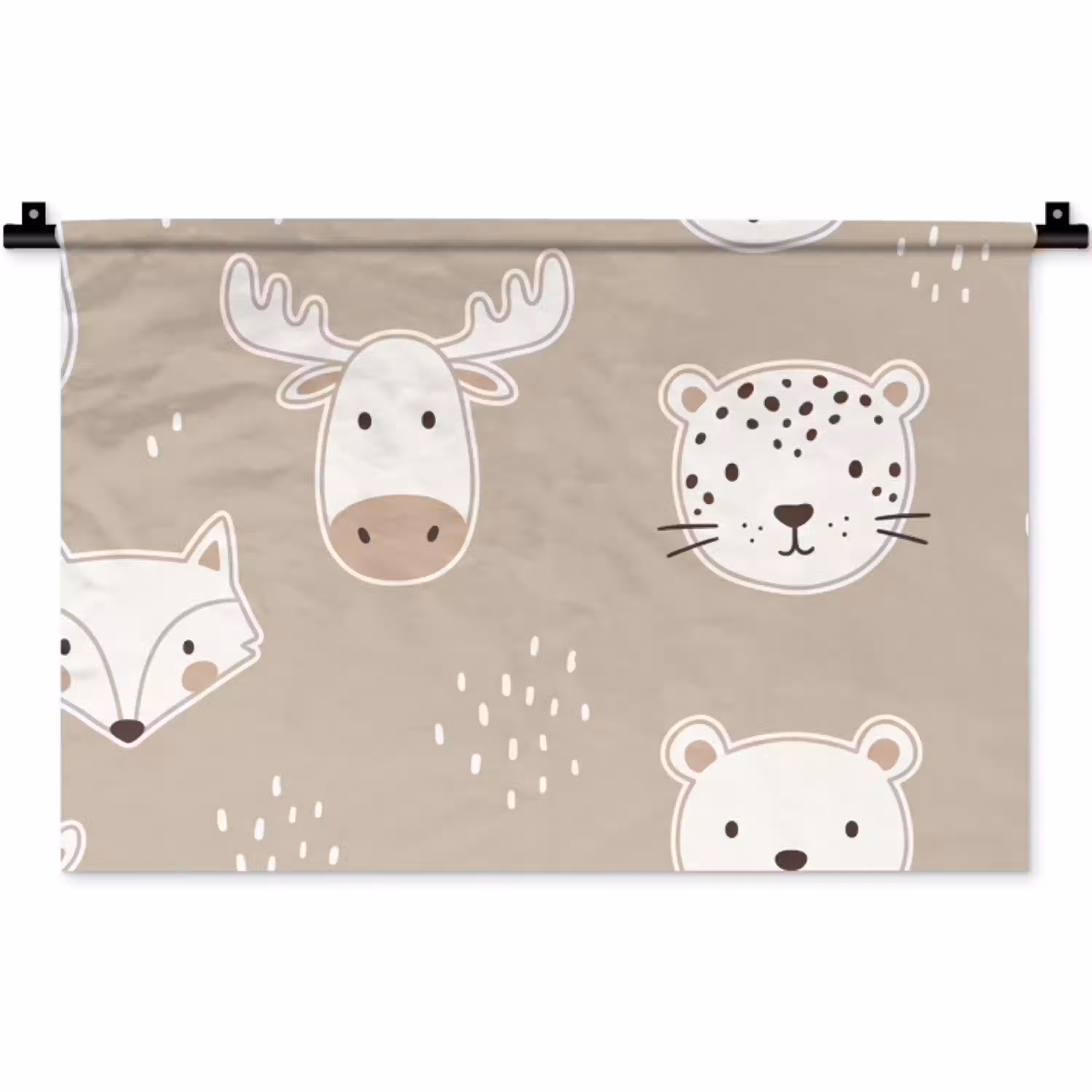 Dieren - Patroon - Illustratie - Modern - Beige Wandkleed katoen klein -zz3d