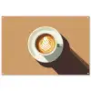 Cappuccino - Kop - Schotel - Minimalitisch tuinposter los doek groot -3d