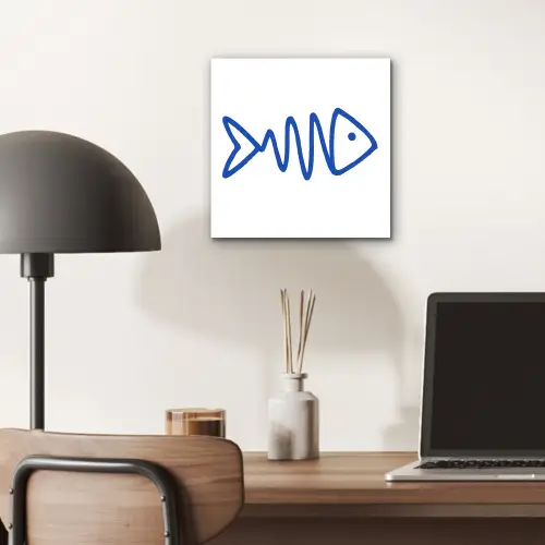 Vis - Minimalistisch - Blauw - Lijn aluminium wit klein -sfeer5