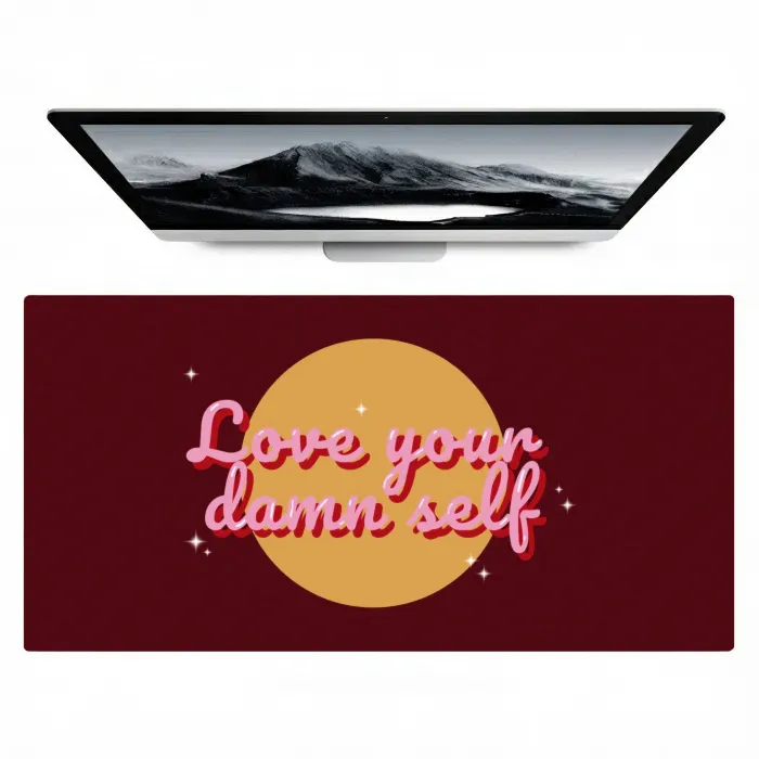 love your damn self - Cirkel - Glitter - Rood Muismat XXL klein -zzz3d