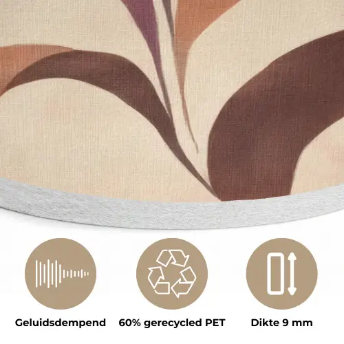 Minimalistisch - Bloem - Bladeren - Beige Akoestische PET Vilt - Rond klein -closeup_NL