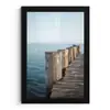 Houten steiger - Helderblauwe lucht fotolijst zwart zonder passe partout klein -3d