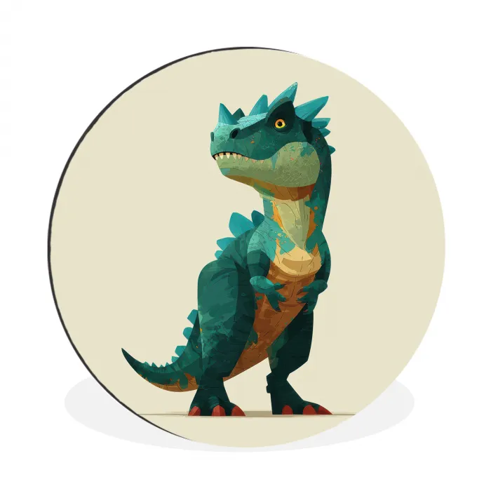 Stekels - Dino - Blauw - Gespierd Wandcirkel aluminium klein -3d