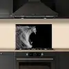 Dieren - Leeuw - Zwart - Wit - Portret keuken achterwand spatscherm klein -sfeer1