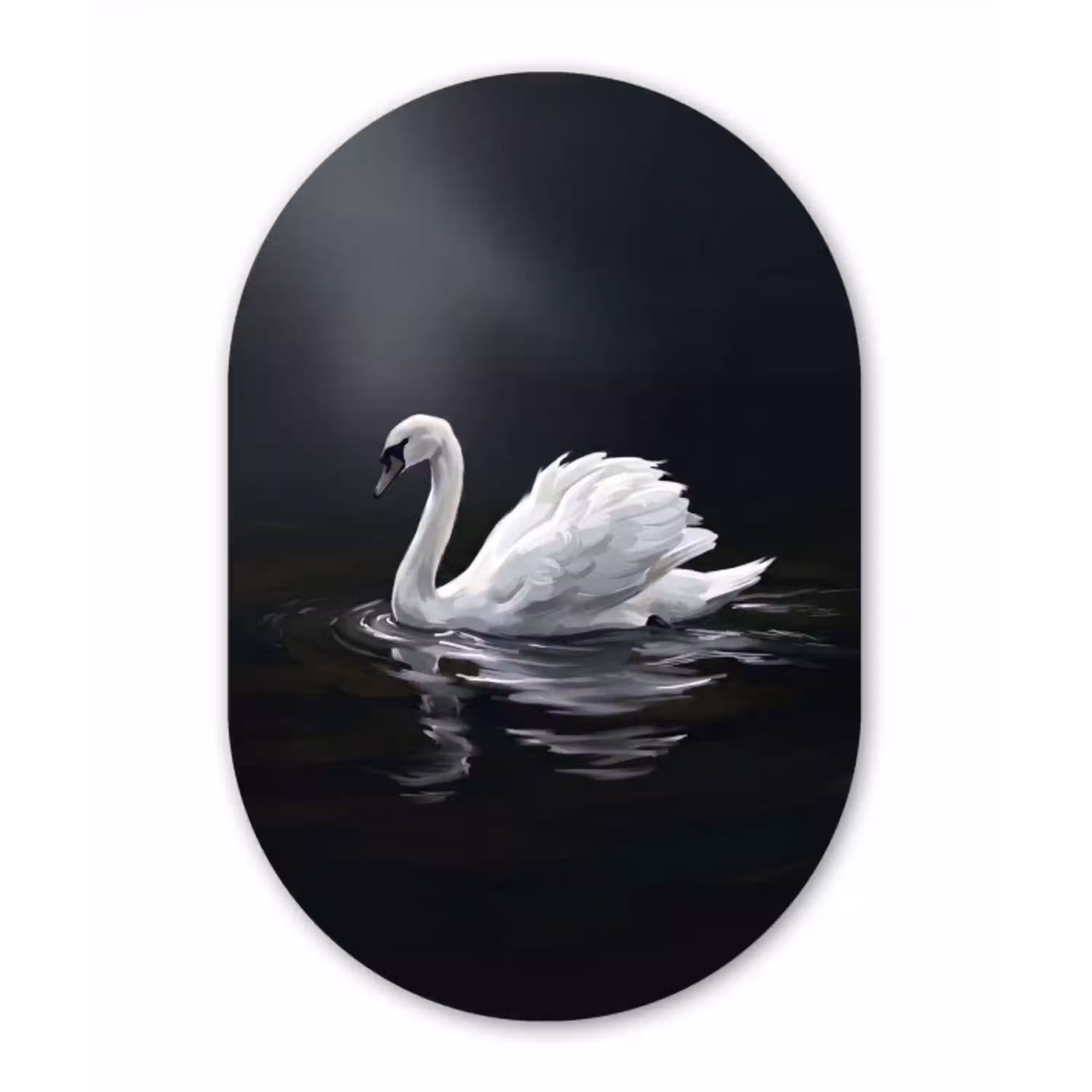 Zwaan - Water - Natuur - Realistisch - Wit Wandcirkel Ovaal Aluminium middel -3d