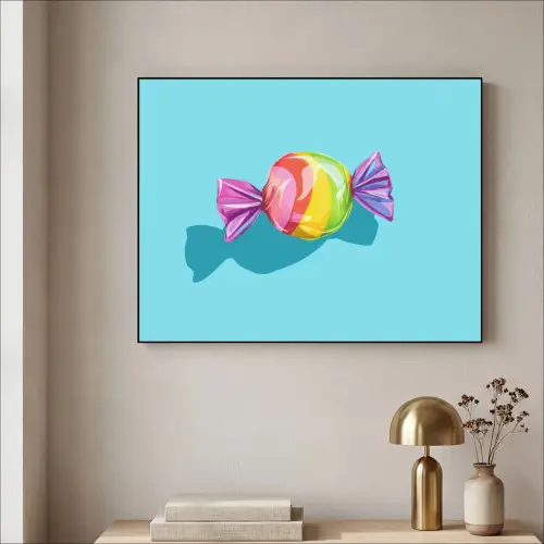 Blauw - Snoep - Regenboog Textielframe - compleet frame klein -sfeer2