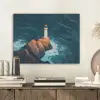 Vuurtoren - Rots - Zee - Golven PET vilt klein -sfeer1