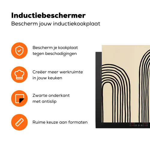 Boogvormen - Zwart - Strak Inductie beschermer vinyl 3mm klein -zzzzzzz-td-ups