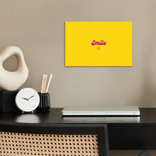 Smile - Geel - Roze poster papier klein -sfeer1