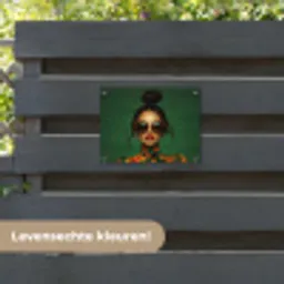 Vrouw - Groen - Modern - Bril - Abstract tuinposter los doek klein -sfeer3