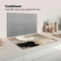 Abstract - Cirkel - Modern - Beige - Zwart - Minimalistisch Inductie beschermer vinyl 3mm klein -wsfeer7_website