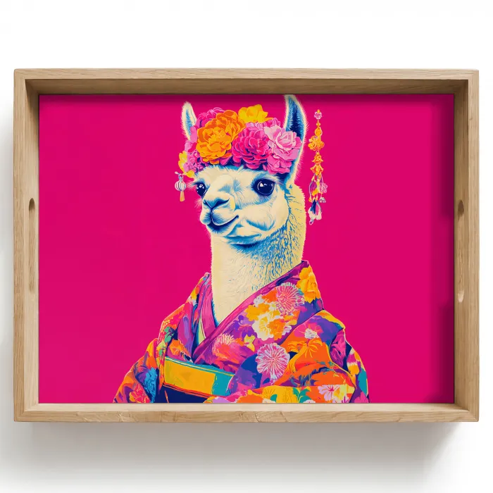Lama - Kimono - Bloemenkrans - Felroze Dienblad Rechthoek middel -z3d_shopping