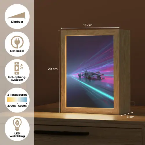 Racewagen - Neon - Snelheid - Paars Light Box met kabel klein -USP_NL