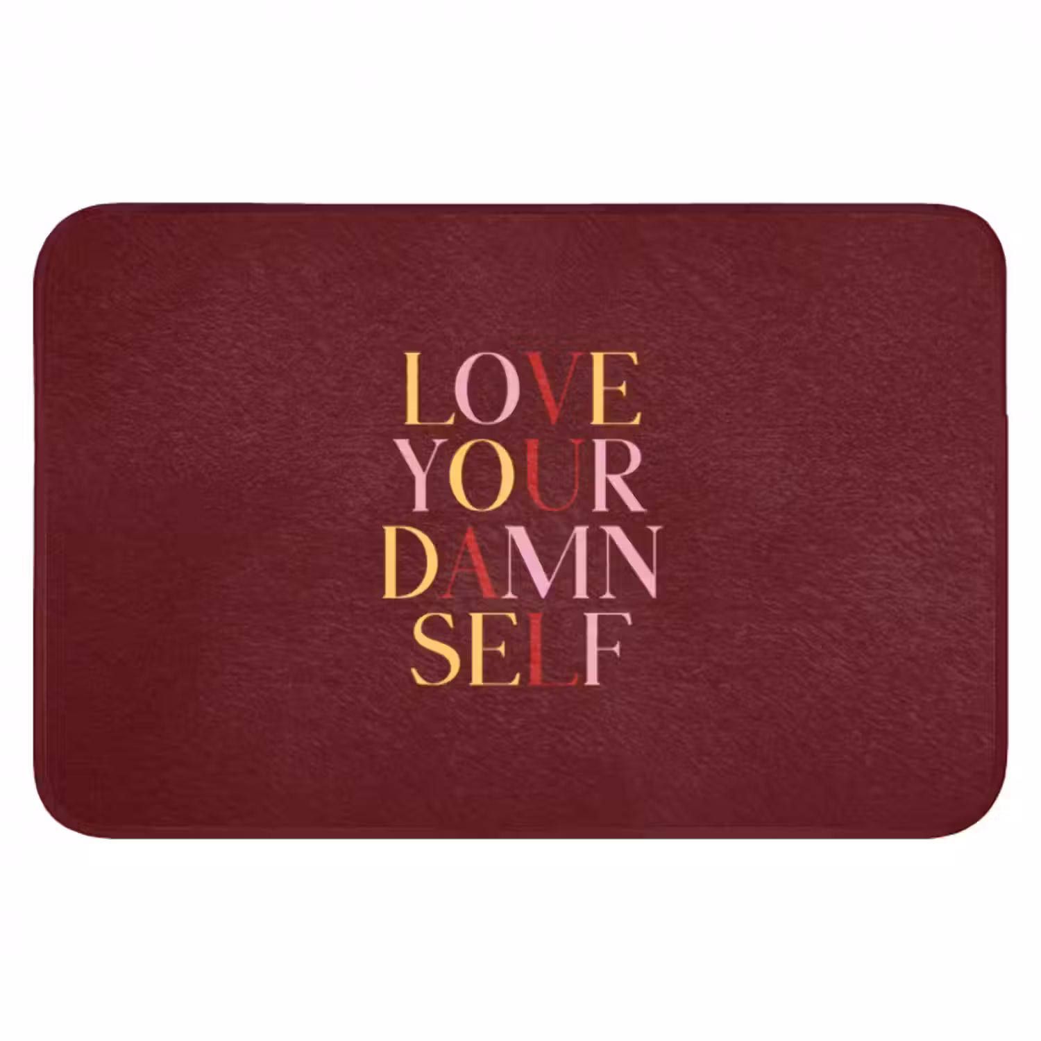 Badematte - Love your damn self - Bunt - Bordeaux