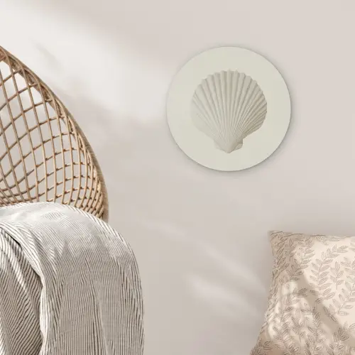 Schelp - Minimalistisch - Wit Akoestische PET Vilt - Rond klein -sfeer4
