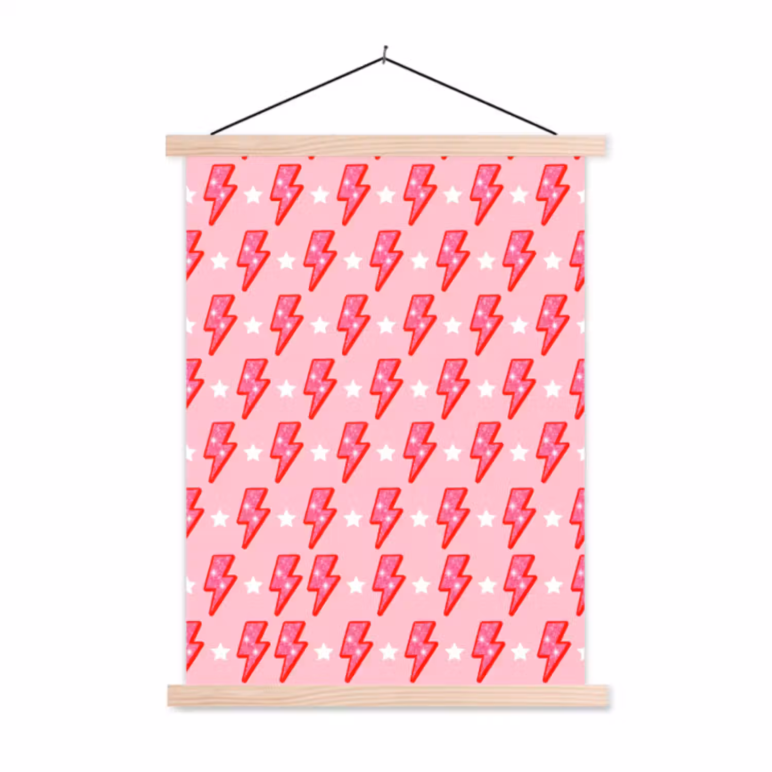 Hanging Poster - Pattern - Lightning - Star - Glitter - Pink