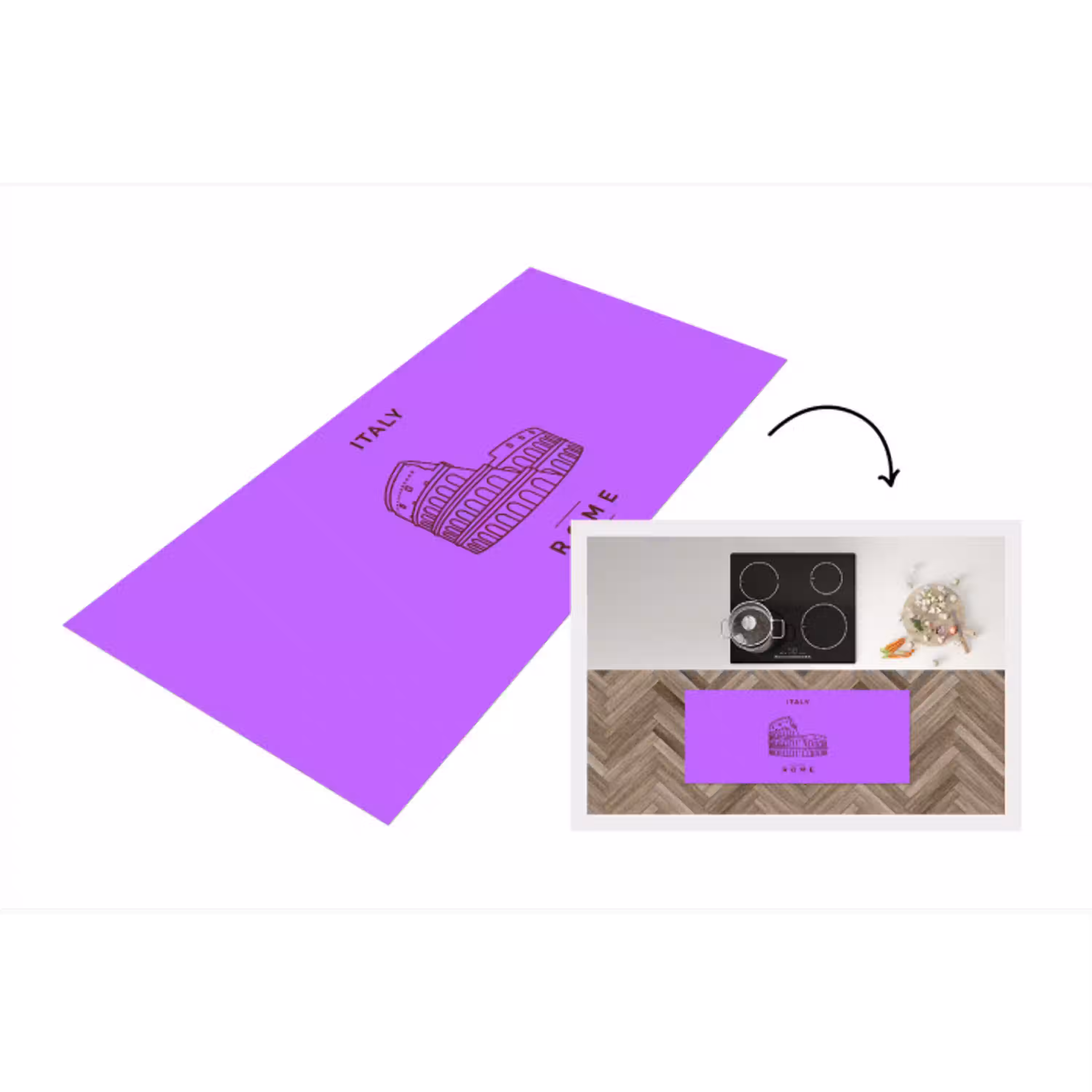 Architectuur - Colosseum - Rome - Minimalistisch - Paars Keukenloper - keukenmat middel -3d
