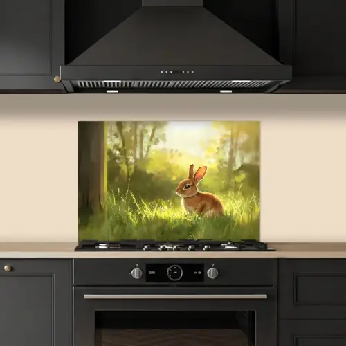 Konijn - Zonlicht - Bos keuken achterwand spatscherm klein -sfeer1