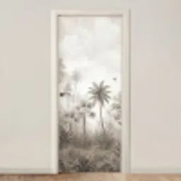 Jungle - Palmbomen - Natuur deurposter klein -3d_beige