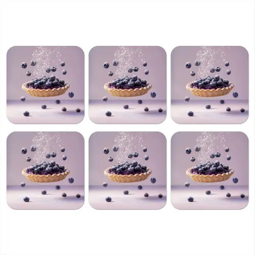 Eten - Taart - Bessen - Blauw onderzetter kurk middel -3d
