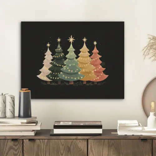 Kerstbomen - Kleurrijk - Lichtjes - Ster PET vilt klein -sfeer1