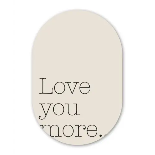 Minimalistisch - Love - Beige Wandcirkel Ovaal Forex klein -3d