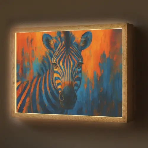 Zebra - Abstract - Blauw Light Box met batterij (Wandlamp) middel -z3d_website