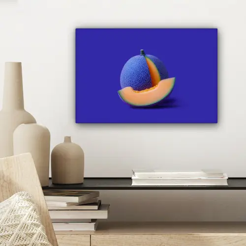 Meloen - Blauw - Oranje - Kunstzinnig canvas 2cm klein -sfeer6
