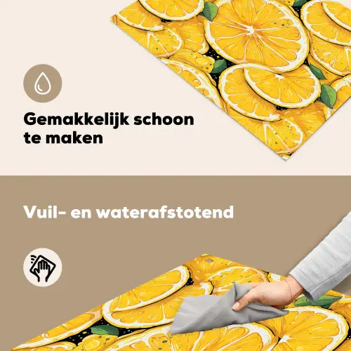 Grafisch - Citroenschijven - Blaadjes Inductie beschemer met haakjes klein 777 -ky-schoon-nl