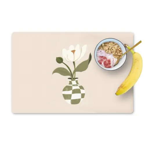 Vaas - Geruit - Bloem - Groen Placemat vinyl groot -zzzproduct_Kitchenyeah-website