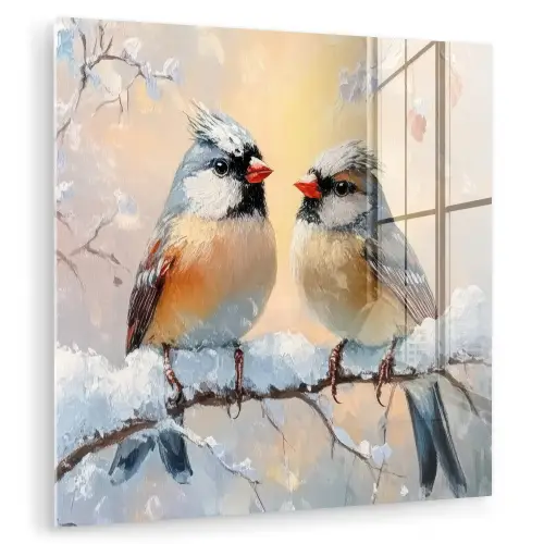 Vogels - Tak - Winter - Sneeuw plexiglas 5mm klein -zzzproduct_nieuw