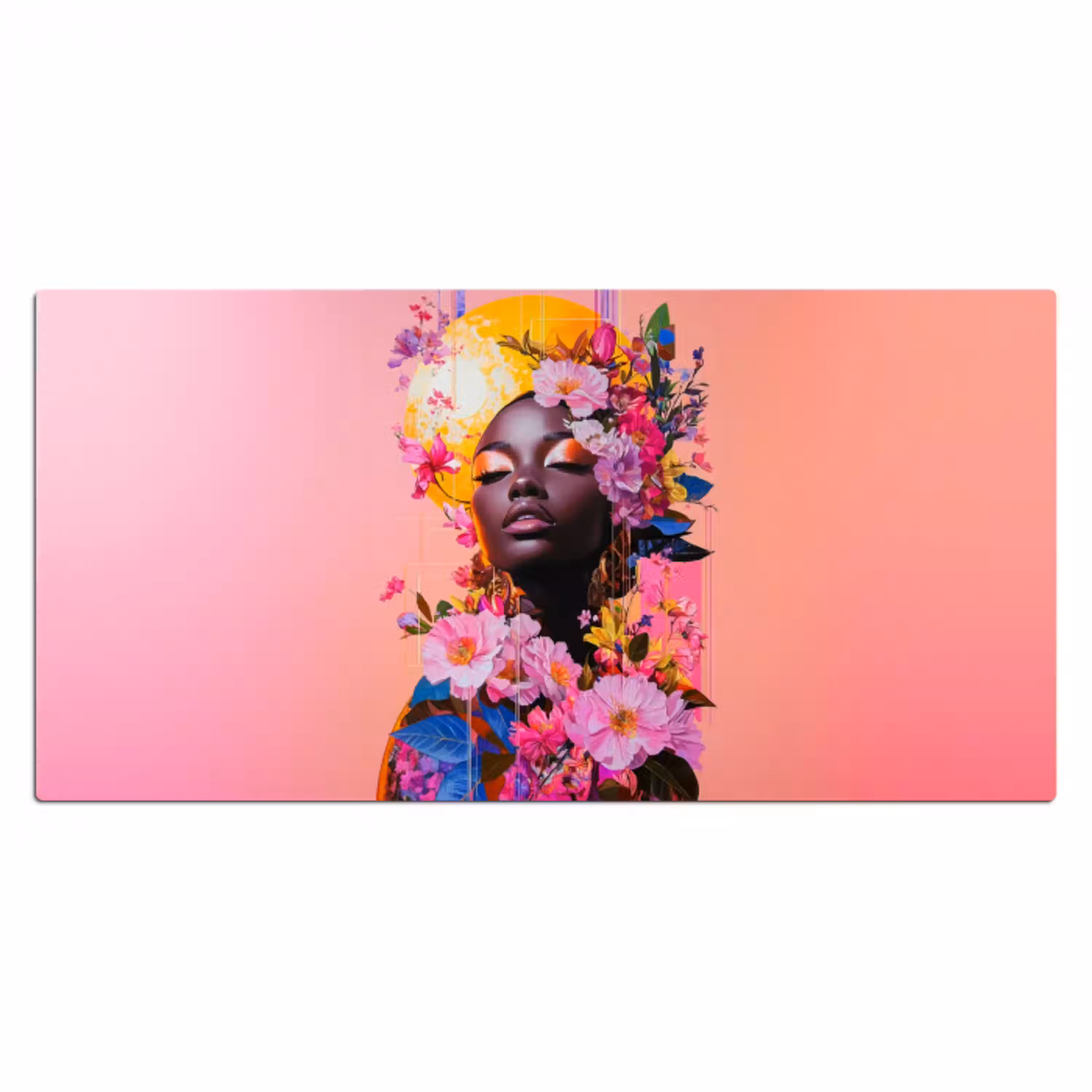 Kleurrijk - Bloemen - Vrouw - Zon Muismat XXL klein -3d_leeg