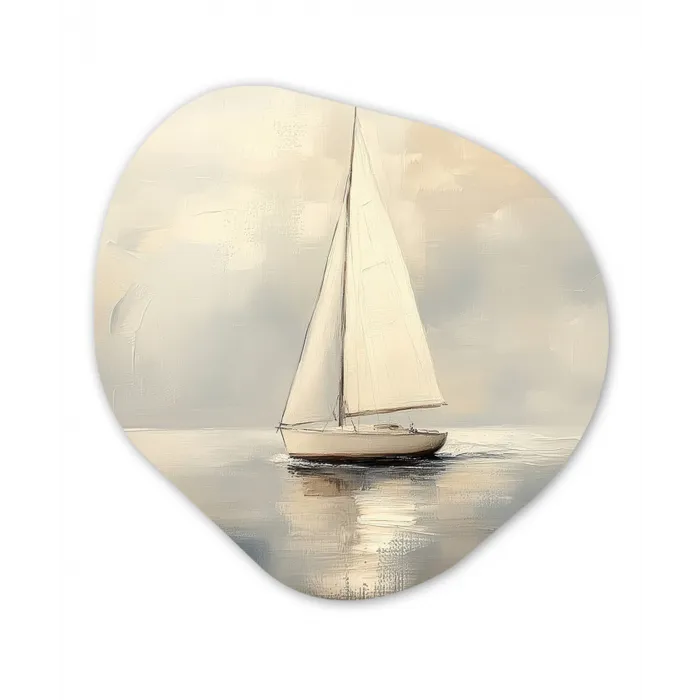 Zeilschip - Zee - Bewolkt Wandcirkel Organisch Forex 3mm klein -3d