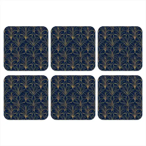 Deco - Waaier - Blauw onderzetter kurk middel 366 -3d