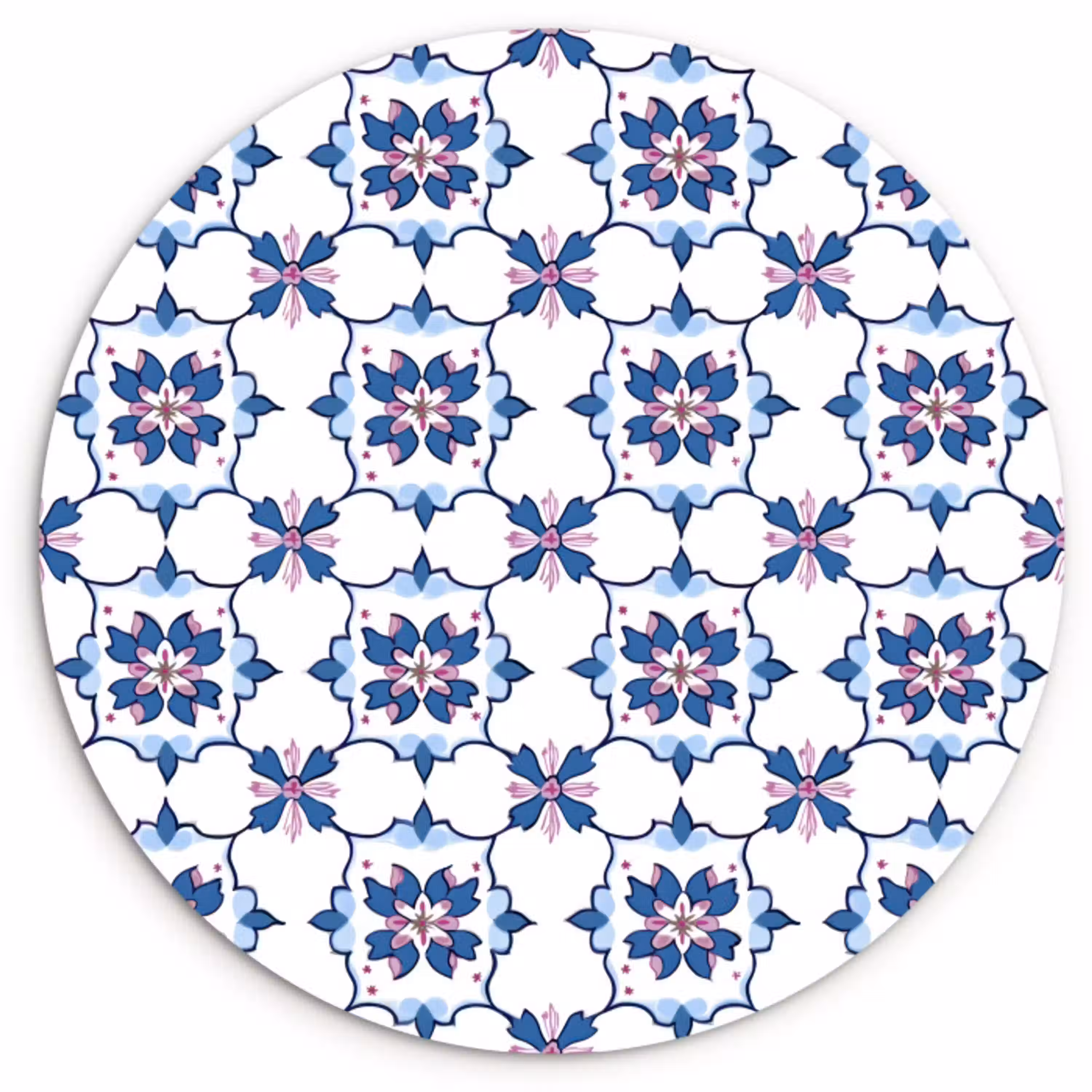 Modern - Patroon - Blauw - Roze Wandcirkel kunststof plaat 5mm dik klein 188 -3d