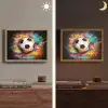 Voetbal - Verf - Kleuren - Zwart - Wit Light Box met batterij (Wandlamp) middel -sfeer3