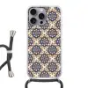 Floraal - Ornament - Blauw Hoesje iPhone 16 Pro Max met koord klein 804 -3d