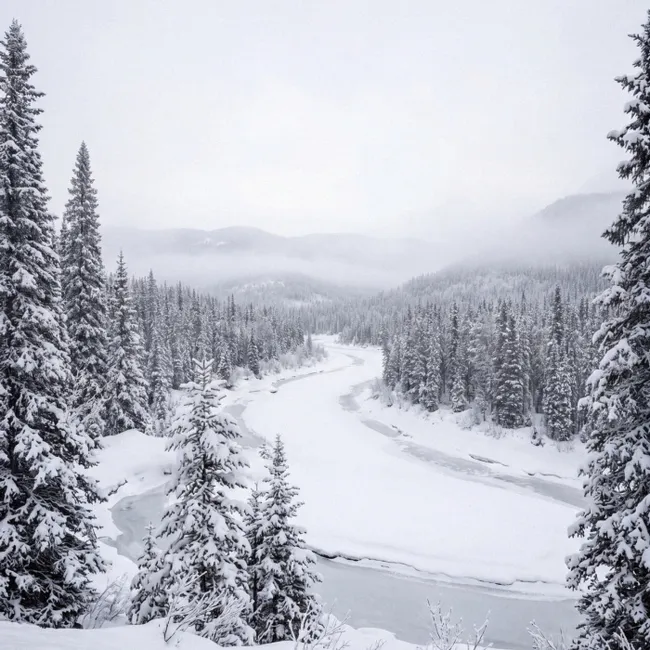 Behang - Rivier - Bevroren - Landschap - Winter