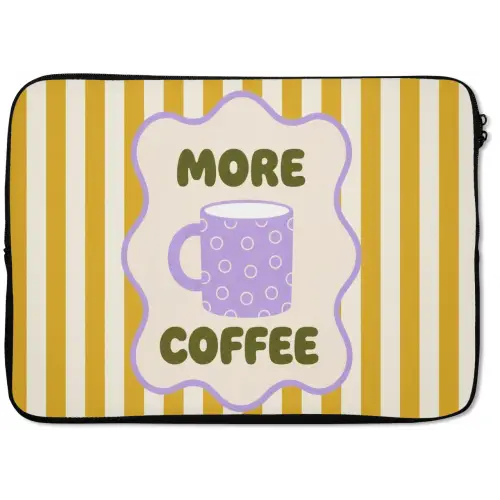 More coffee - Geel - Paars - Strepen - Mok laptophoes neopreen klein -zkaufland3dotto