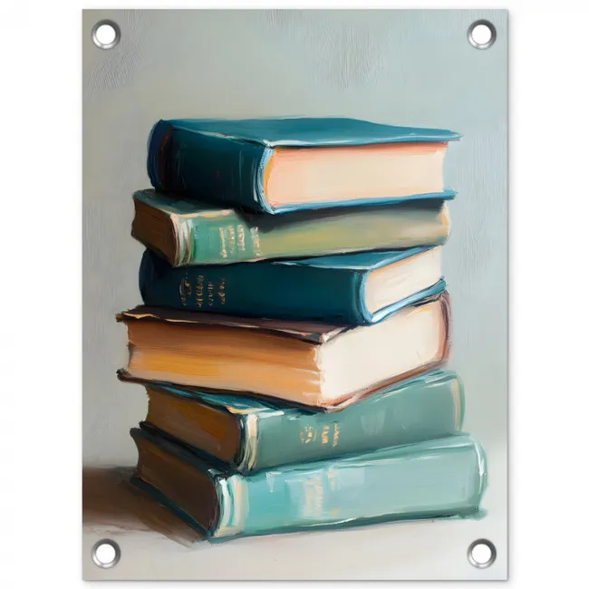 Stapel - Boeken - Groen - Daglicht tuinposter los doek klein -3d