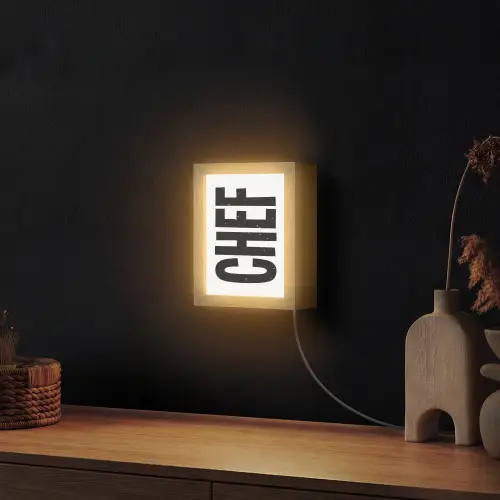 Chef - Japandi - Decoratie - Vintage Light Box met kabel (Wandlamp) klein -sfeer1