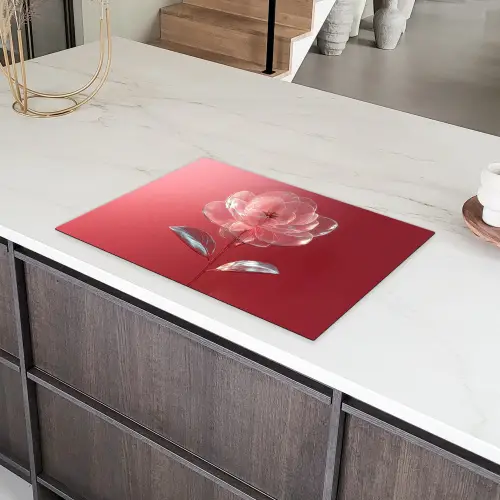 Sierlijk - Bloem - Roze - Glazen Inductie beschermer vinyl 3mm klein -sfeer8