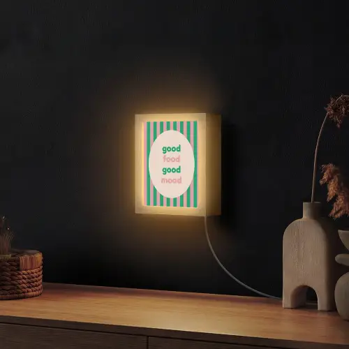 Gestreept - Quote - Ovaal - Roze Light Box met kabel (Wandlamp) klein -sfeer1