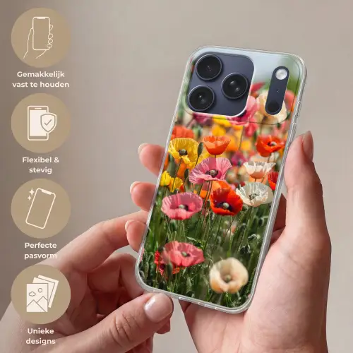 Bloemenveld - Klaprozen - Kleurrijk Telefoonhoesje iPhone 17 Pro klein -sfeer3_NL
