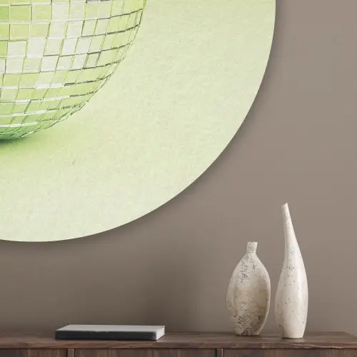 Groen - Disco - Decoratie - Appel Akoestische PET Vilt - Rond klein -sfeer5_closeup